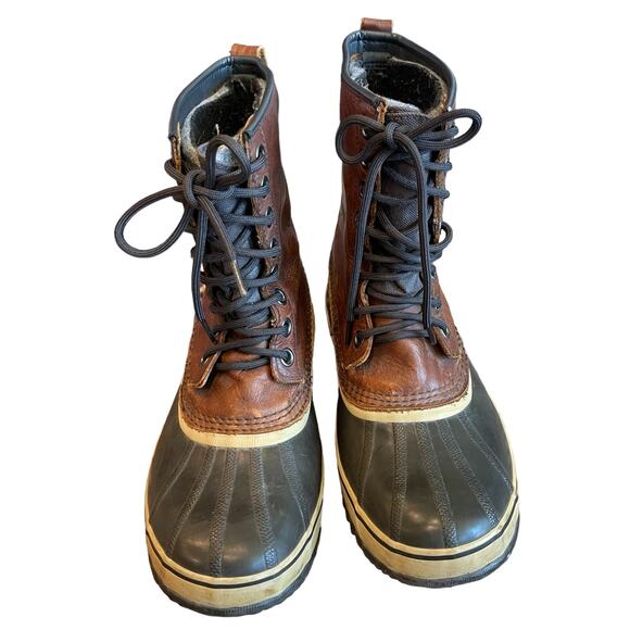 SOREL Premium Leather Winter Insulated Duck Boots Rubber Bottom Men’s Size 9 - Picture 7 of 11